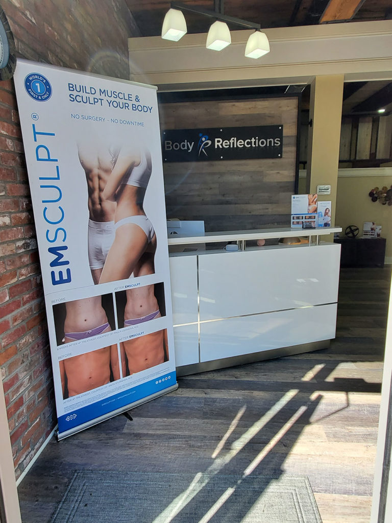 Emsculpt Streamer on Spa Reception at Body Reflection Somers, CT